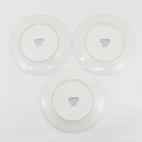 Sakura Splendor Burgundy Floral 8in Salad Dessert Plates Set of 3