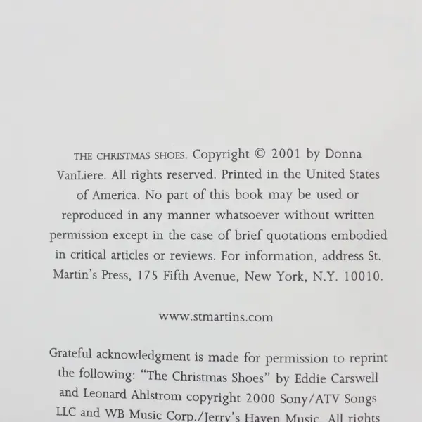 The Christmas Shoes Donna VanLiere 2001 Hardcover Novel NewSong