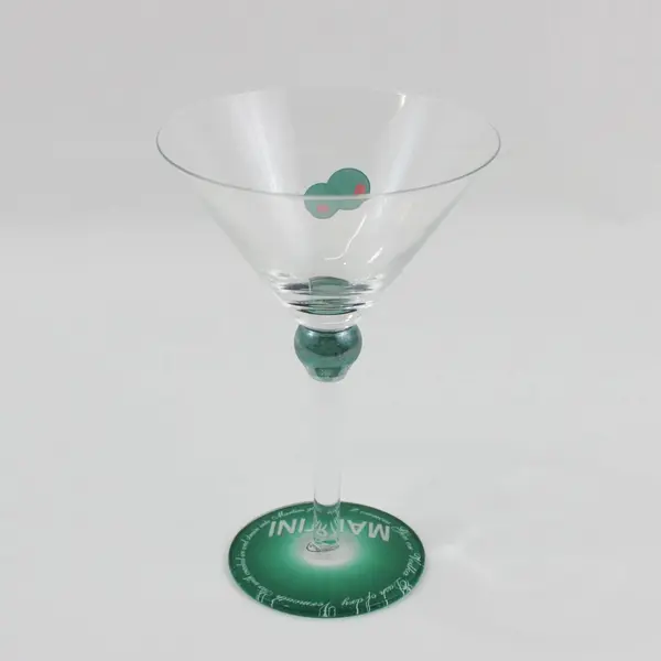 Olive Martini Glass Green Base Recipe Detail Barware 7 Inch