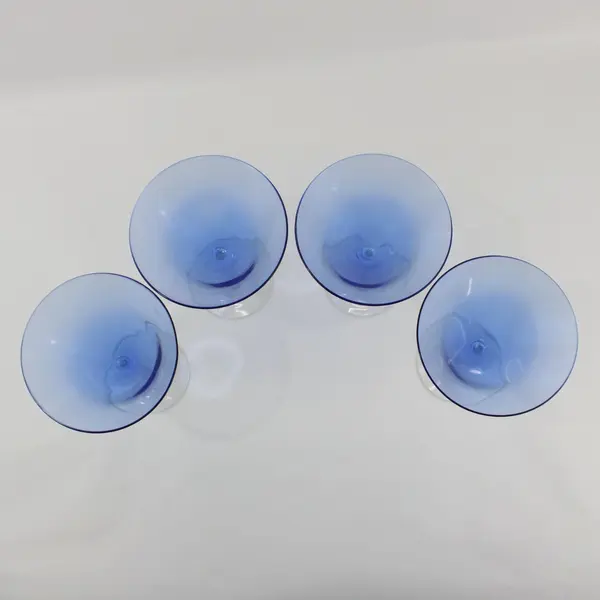 Cobalt Blue Martini Glasses Set of 4 with Clear Stems Barware