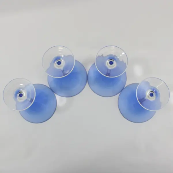 Cobalt Blue Martini Glasses Set of 4 with Clear Stems Barware