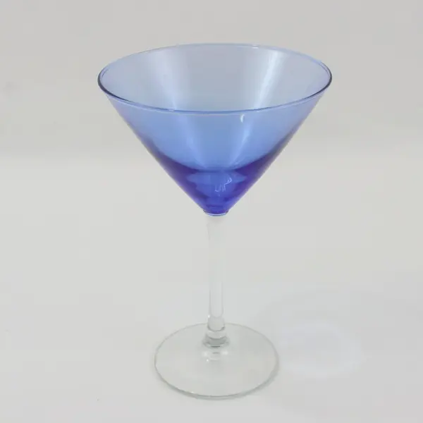 Cobalt Blue Martini Glasses Set of 4 with Clear Stems Barware