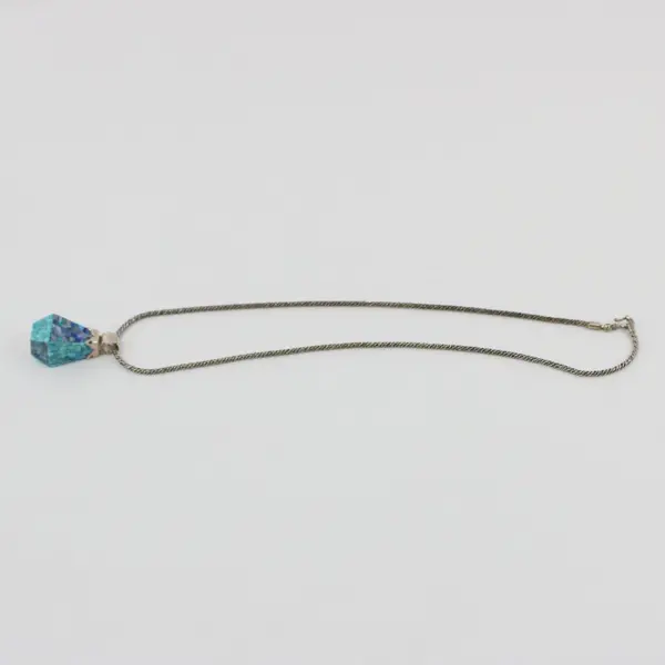 Opal Turquoise Mosaic Pendant Necklace Sterling Silver Chain 22in