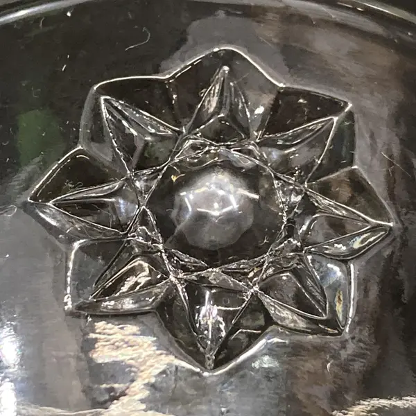 Vintage Anchor Hocking Prescut Glass Creamer Sugar Bowl Set Hobstar Fan