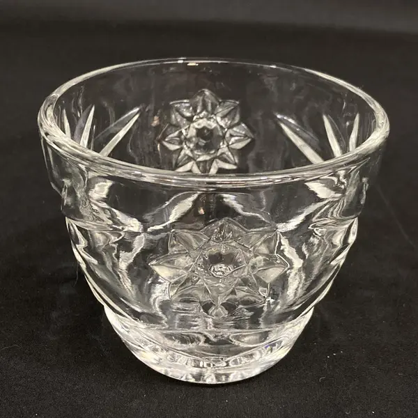 Vintage Anchor Hocking Prescut Glass Creamer Sugar Bowl Set Hobstar Fan