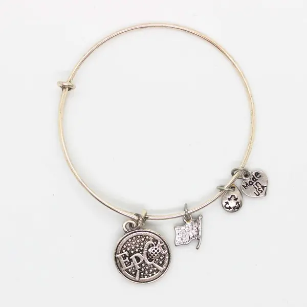 Disney EPCOT Charm Bangle Bracelet Silver Tone Expandable