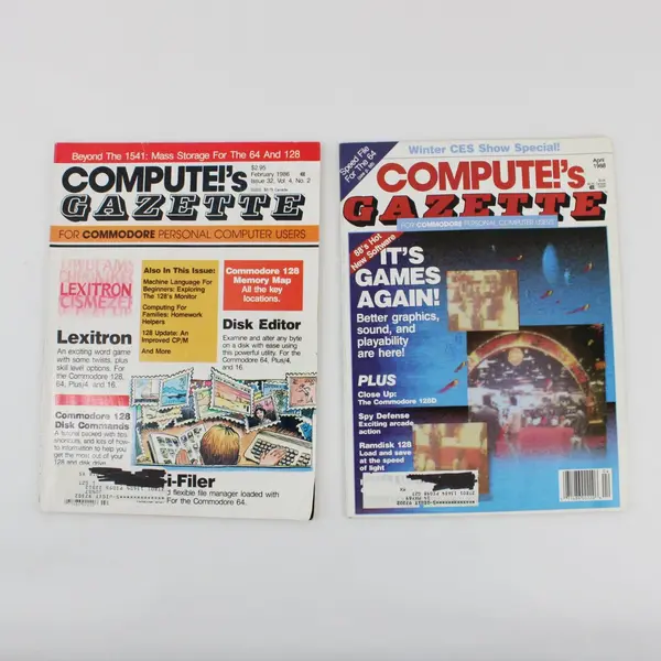 VTG Lot of 2 Compute!'s Gazette Magazines For Commodore Feb 1986 & April 1988