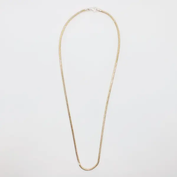 20 Inch Gold-Tone 925 Italy Sterling Silver Round Chain Necklace
