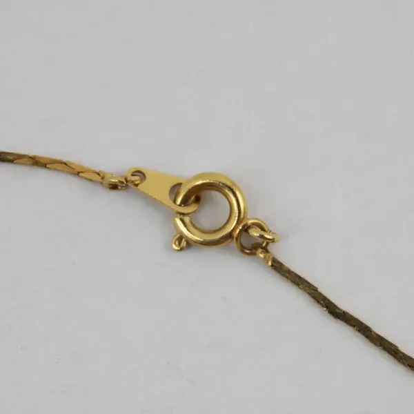 Egyptian Horus Falcon Pendant Necklace 17.5in Gold Tone Green Stones