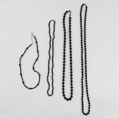 Lot of 4 Black Faceted Glass Beaded Necklaces Fashion Jewelry