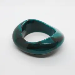 Chunky Dark Teal Blue Lucite Swirl Bangle Bracelet Statement Jewelry