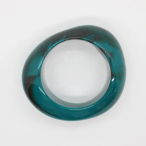 Chunky Dark Teal Blue Lucite Swirl Bangle Bracelet Statement Jewelry
