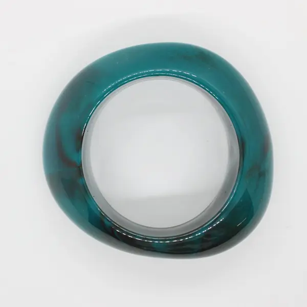 Chunky Dark Teal Blue Lucite Swirl Bangle Bracelet Statement Jewelry