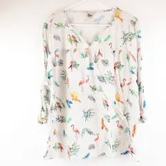 CJ Banks Women's 3X Tropical Bird Print Blouse