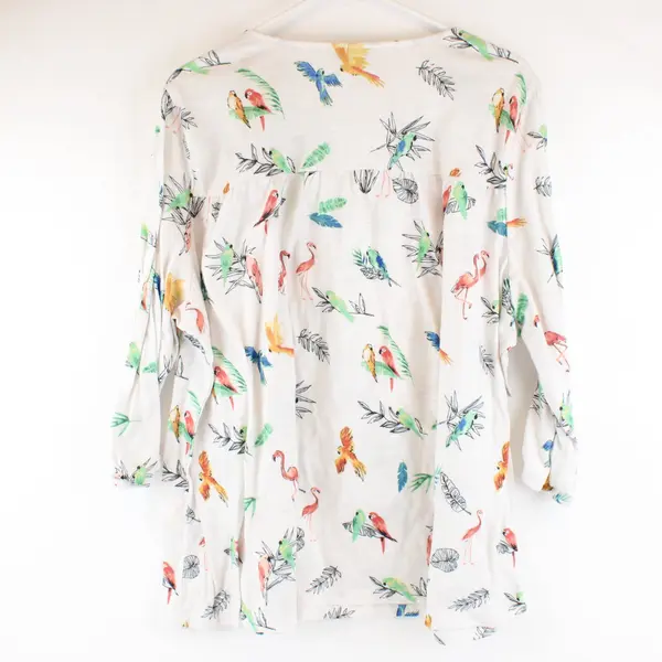 CJ Banks Women's 3X Tropical Bird Print Blouse