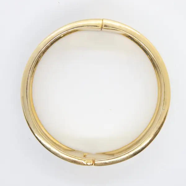 Black & White Enamel Gold Tone Hinged Bangle Bracelet