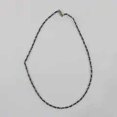 Iridescent Multicolor Glass Seed Bead Necklace 19.5in Barrel Clasp