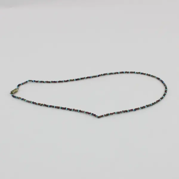 Iridescent Multicolor Glass Seed Bead Necklace 19.5in Barrel Clasp