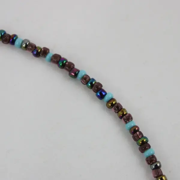 Iridescent Multicolor Glass Seed Bead Necklace 19.5in Barrel Clasp