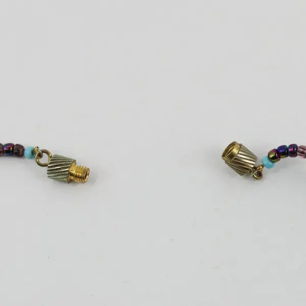 Iridescent Multicolor Glass Seed Bead Necklace 19.5in Barrel Clasp