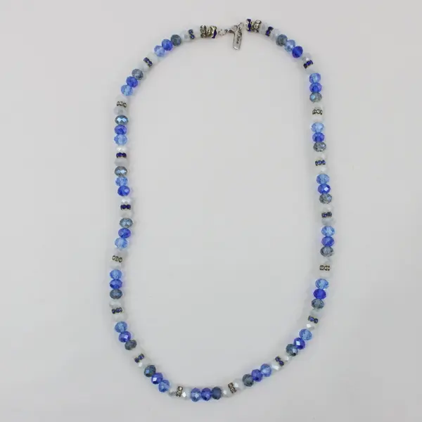 Lot of 3 Blue White Black/Navy Beaded Costume Jewelry Necklaces