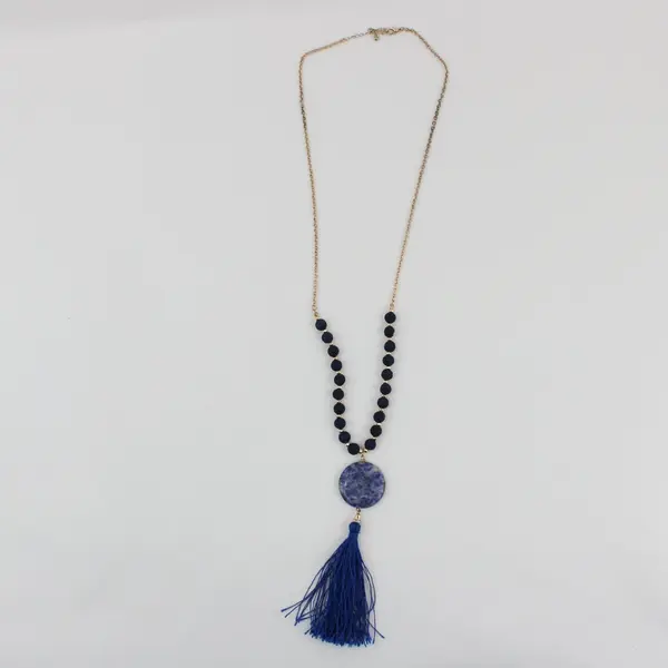 Lot of 3 Blue White Black/Navy Beaded Costume Jewelry Necklaces