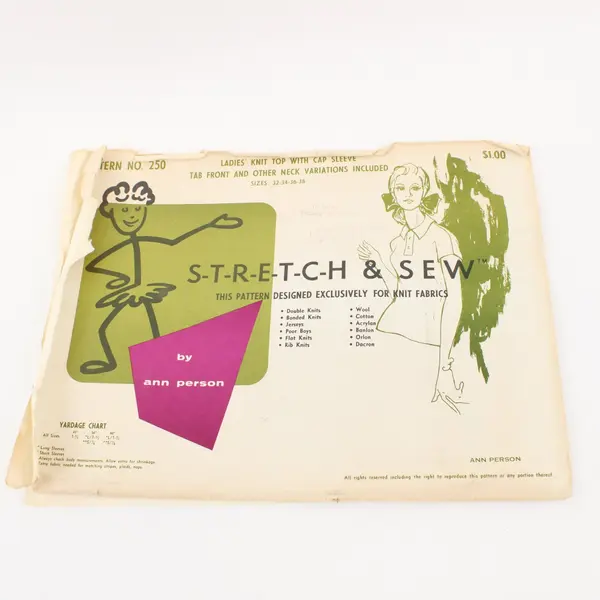 Stretch & Sew Ann Person Sewing Pattern 250 Women's Sizes 32-38