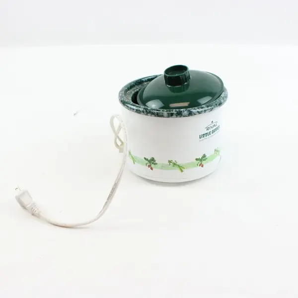 Rival Little Dipper 3204 Mini Slow Cooker Veggie Print Body Solid Green Lid