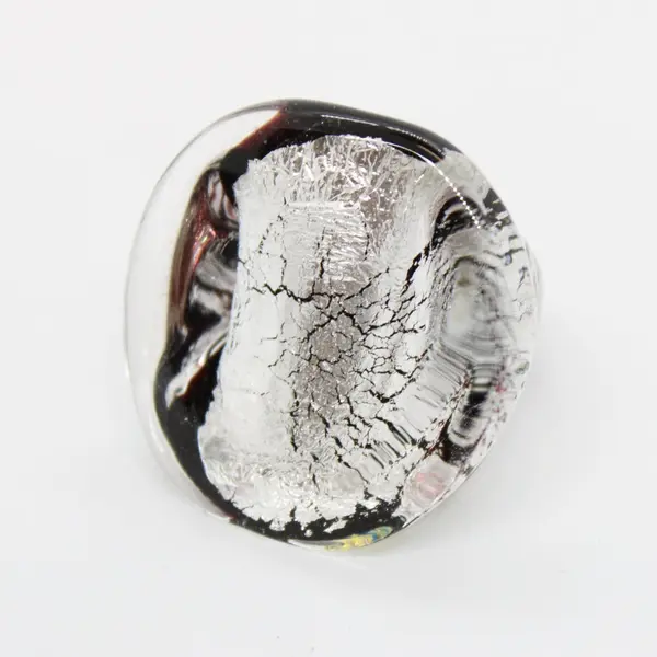 Unbranded Murano-Style Silver Clear Glass Statement Ring Size 8