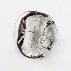 Unbranded Murano-Style Silver Clear Glass Statement Ring Size 8