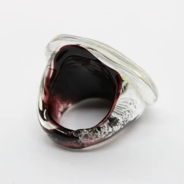 Unbranded Murano-Style Silver Clear Glass Statement Ring Size 8