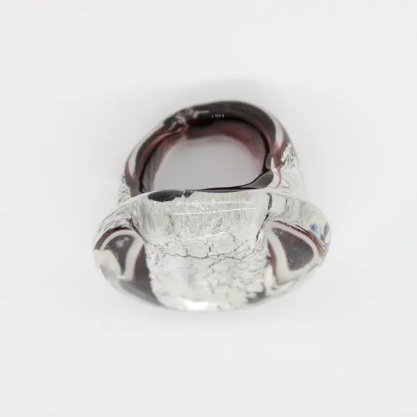 Unbranded Murano-Style Silver Clear Glass Statement Ring Size 8