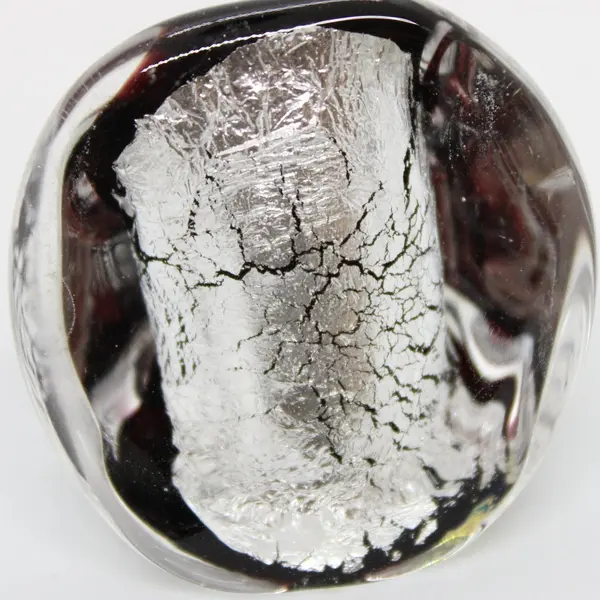 Unbranded Murano-Style Silver Clear Glass Statement Ring Size 8