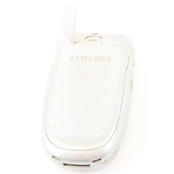 Samsung SGH-E105 T-Mobile Flip Phone Silver White For Parts/Not Working