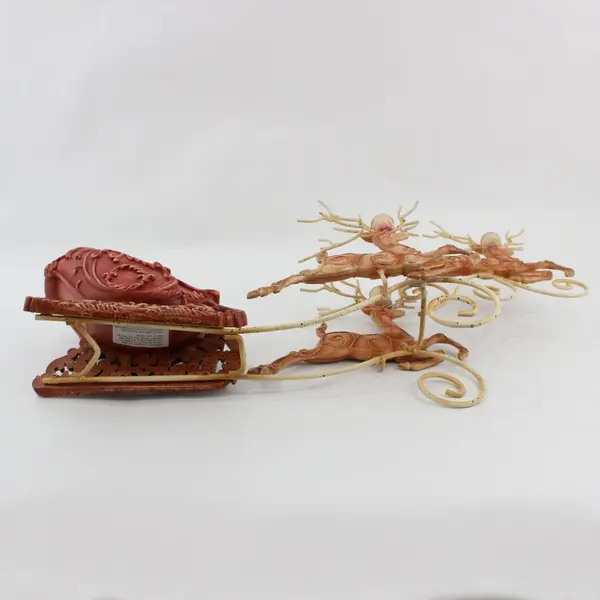 VTG Dillard's Christmas Flying Reindeer & Sleigh Taper Candle Holder Decoration