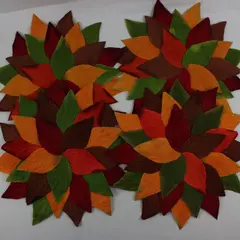 Croft & Barrow Round Autumn Leaf Placemats Set of 4 16 Inch FLAWED