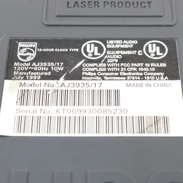 Philips Magnavox AJ3935/17 Clock Radio Top-Loading CD Alarm Black