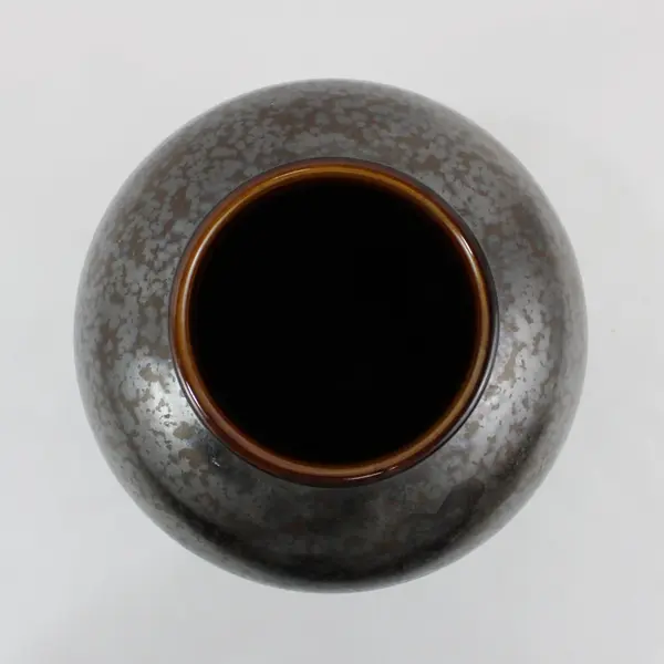Signed Wheeler Black Metallic Ceramic Glazed Art Pottery Vase 9.5 in