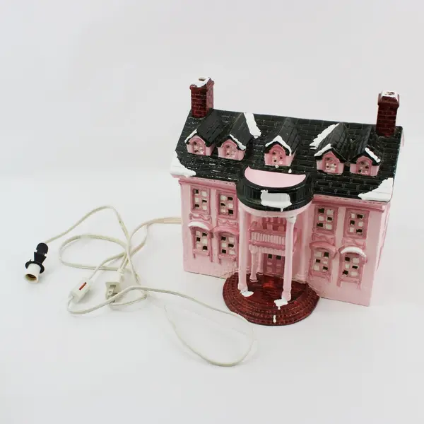 1988 Yuletide Snow Hamlet The Pink Anston 727 Holiday Village Collectible