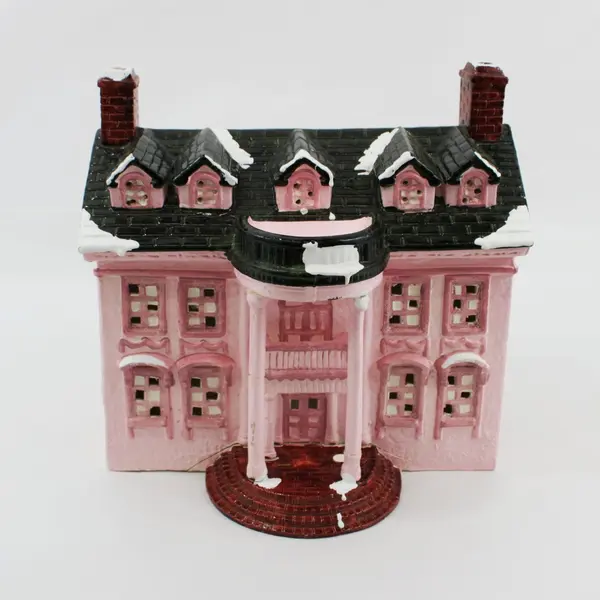 1988 Yuletide Snow Hamlet The Pink Anston 727 Holiday Village Collectible