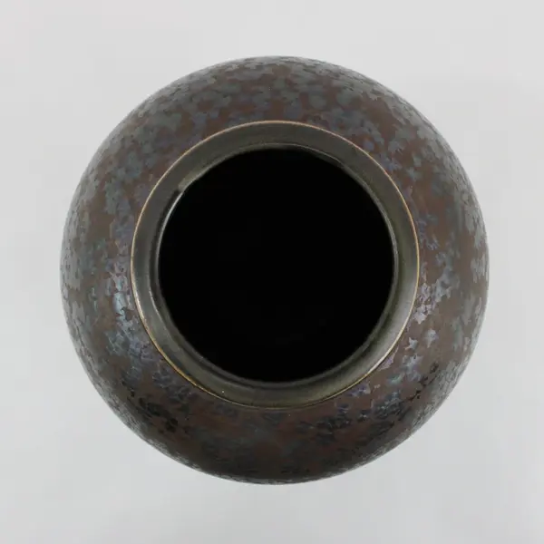 Signed Wheeler Black Brown Ceramic Metal Glaze Vase 10.5"