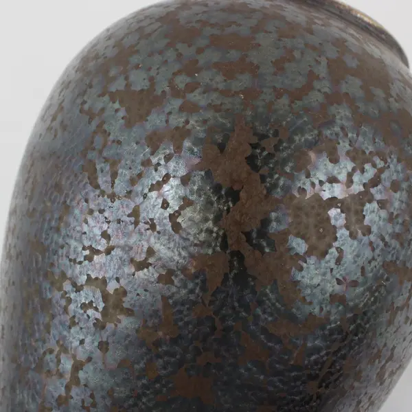 Signed Wheeler Black Brown Ceramic Metal Glaze Vase 10.5"