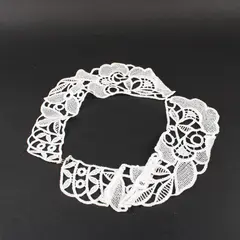 Venise Lace Collar Applique White Floral 11 x 5.5 in Sewing Trim