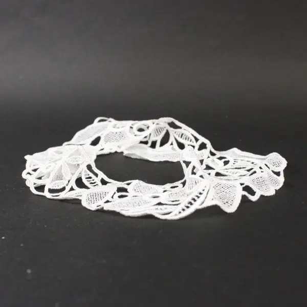 Venise Lace Collar Applique White Floral 11 x 5.5 in Sewing Trim