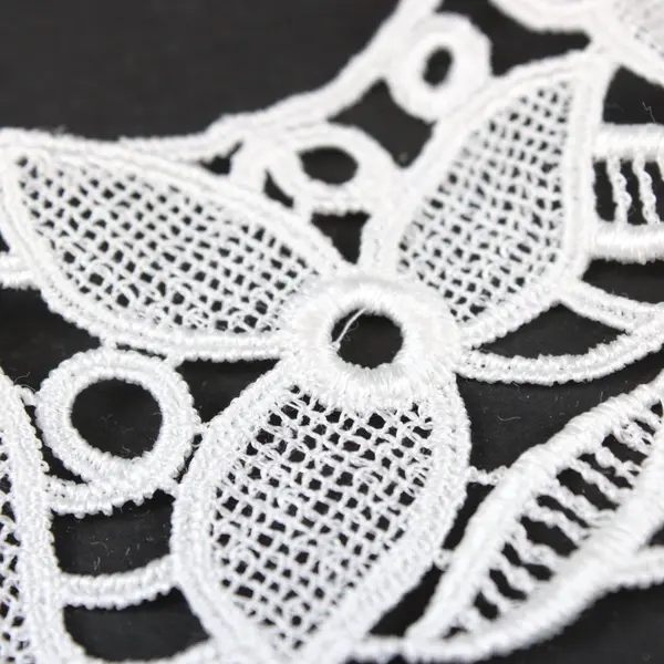 Venise Lace Collar Applique White Floral 11 x 5.5 in Sewing Trim