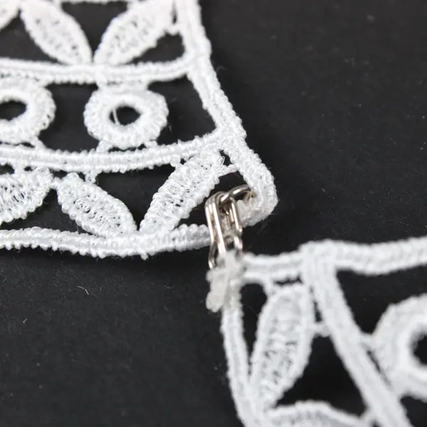 Venise Lace Collar Applique White Floral 11 x 5.5 in Sewing Trim