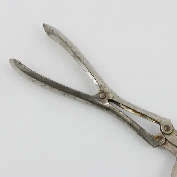 Vintage Metal Double Fork Mechanical Hinged Salad Tongs  Serving Utensil