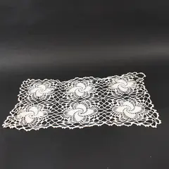 Handmade Crocheted White Rectangular Lace Doily 14x8 Swirl