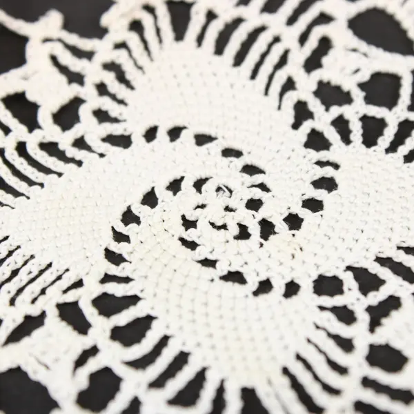 Handmade Crocheted White Rectangular Lace Doily 14x8 Swirl