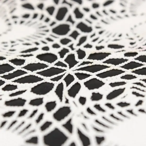 Handmade Crocheted White Rectangular Lace Doily 14x8 Swirl